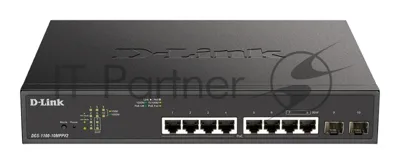 Коммутатор D-Link DGS-1100-10MPPV2/A3A, 8×1 Гбит/с + 2×1 Гбит/с SFP, настраиваемый