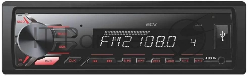 Автомагнитола ACV AVS-811R, 1 DIN, USB Type-A, AUX, съёмная панель