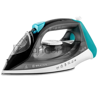 Утюг BRAYER BR4008 серый/зеленый, 2400 Вт, 25 г/мин, 140 г/мин, 330 мл
