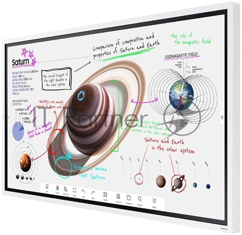 Панель Samsung WM65B Flip Chart Pro белый, 65 ", 3840x2160, 16:9, E-LED BLU, 350 кд/м2, 8 мс, cенсорный, 4000:1, 178°/178° (RUS)