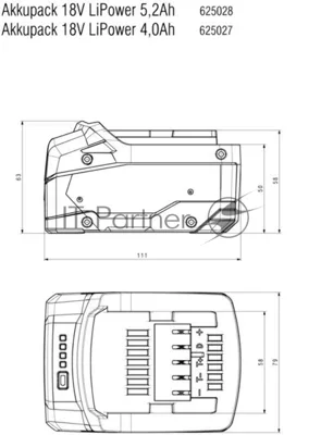 Батарея аккумуляторная Metabo 625028000 18В 5.2А·ч Li-Ion