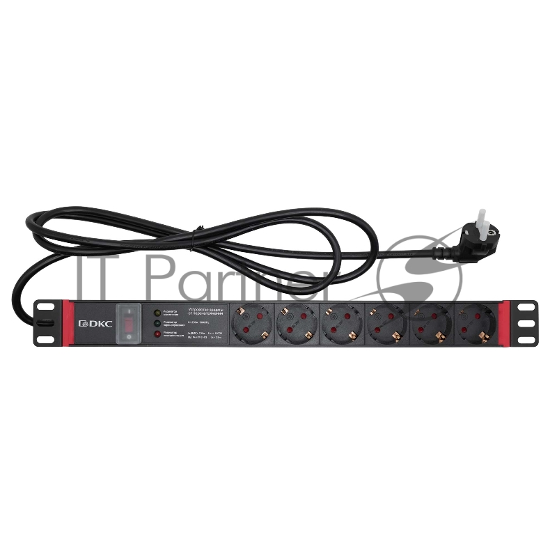 Блок распределения питания DKC (PDU) 19" 16A с выключателем и защитой, Вых:6 Schuko, Вх: Schuko