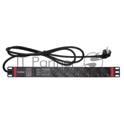 Блок распределения питания DKC (PDU) 19" 16A с выключателем и защитой, Вых:6 Schuko, Вх: Schuko