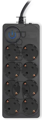 Сетевой фильтр Ippon BK-8-EU-3-16-B 3 м, 8 розеток, черный, коробка