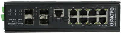 Коммутатор OSNOVO SW-80804/ILS, 8×1 Гбит/с PoE + 4×1 Гбит/с SFP, управляемый