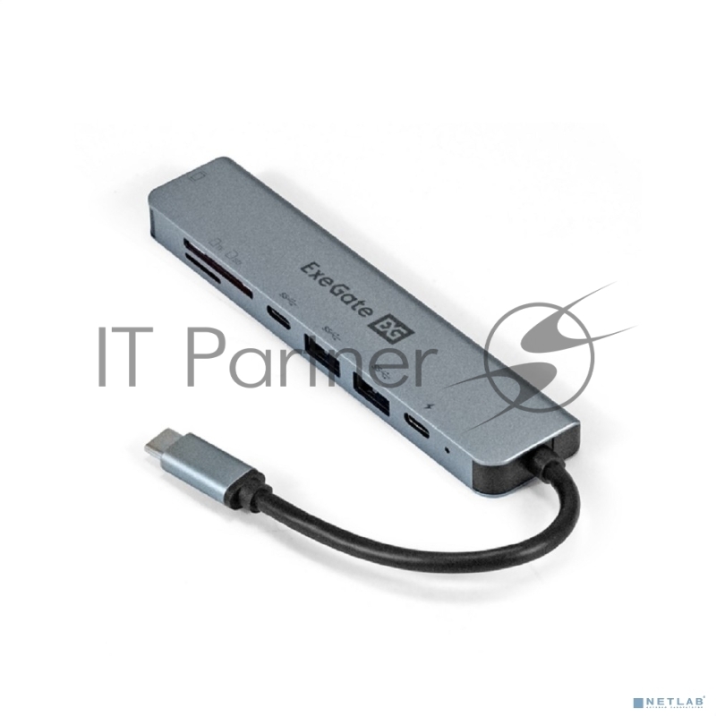 USB-концентратор ExeGate EX293983RUS DUB-21C/PD/CR/H (кабель-адаптер USB Type-C --> 2xUSB3.0 + Card Reader + PD 100W + HDMI 4K@60Hz, Plug&Play, серый)