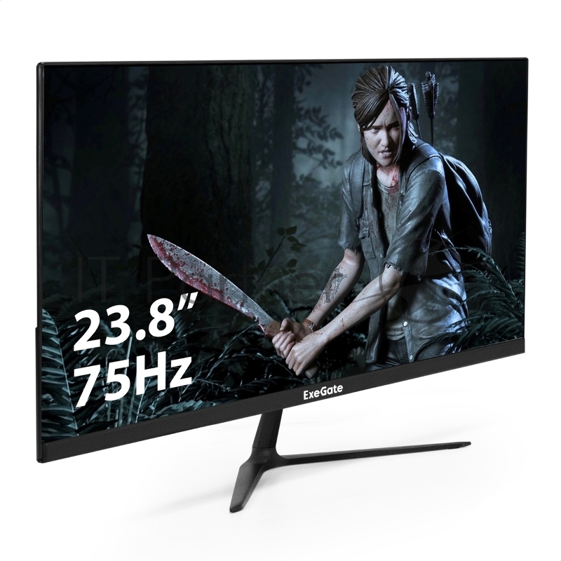 Монитор 23.8" ExeGate ProSmart EV2407A VA 1920x1080, 75 Гц, 5 мс, 16:9, 250 кд/м², HDMI, VGA, FreeSync, Flicker Free, Low Blue Light, черный