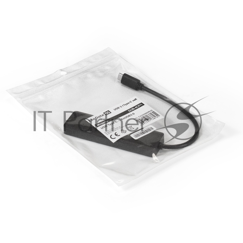 USB-концентратор ExeGate DUB-4CP/1 (кабель-адаптер USB Type C --> 4xUSB3.0, Plug&Play, черный)