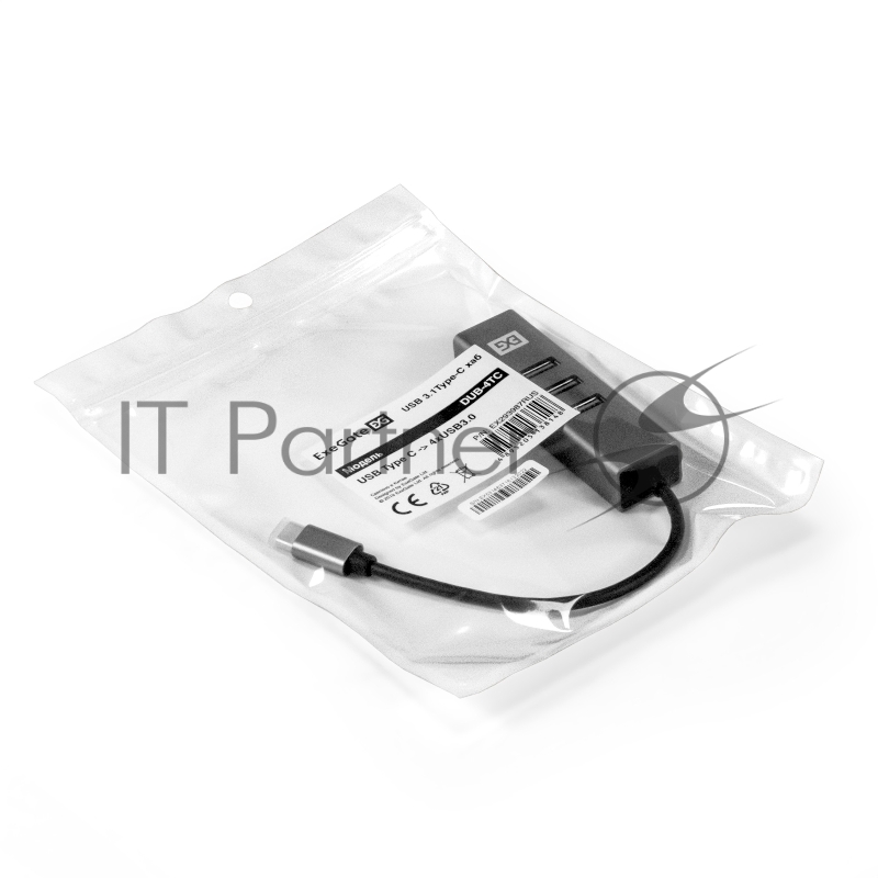 USB-концентратор ExeGate DUB-4TC (кабель-адаптер USB Type C --> 4xUSB3.0, Plug&Play, серебристый)