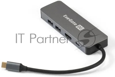 Концентратор USB ExeGate DUB-21C/PD/HL, USB Type-C, USB/USB Type-C/RJ45, USB