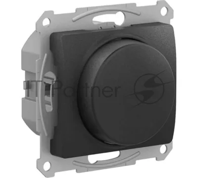 Светорегулятор (диммер) SE Glossa антрацит, повор-нажим, LED, RC, 400 Вт, мех.