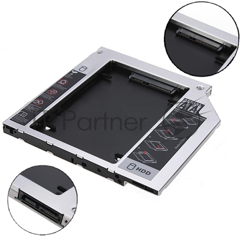 Переходник дополнительного HDD кредл в отсек CD/DVD SATA 9.5 мм