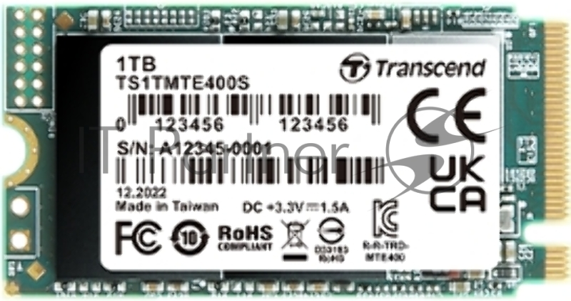 Накопитель SSD 512Gb Transcend MTE400S, 3D TLC NAND, M.2 2242,PCI-E 4x [ R/W - 2000/900 MB/s]