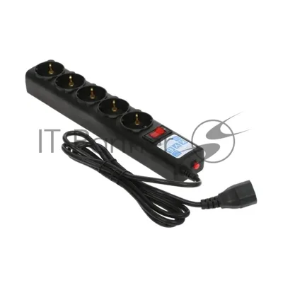 Сетевой фильтр Surge protector Power Cube 1.9m for conn. to UPS(C14) 5 outlets, 10A черный/графит