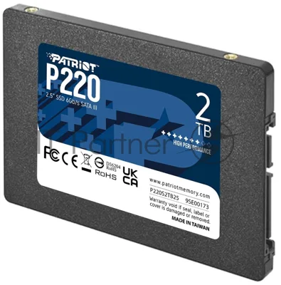 Накопитель SSD Patriot P220, 2Tb, SATA III, 2.5", R/W 550/500