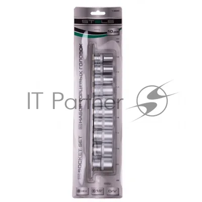 Набор торцевых головок Stels 1/2", 6-ти гр., CrV, 10 шт., 10-22мм