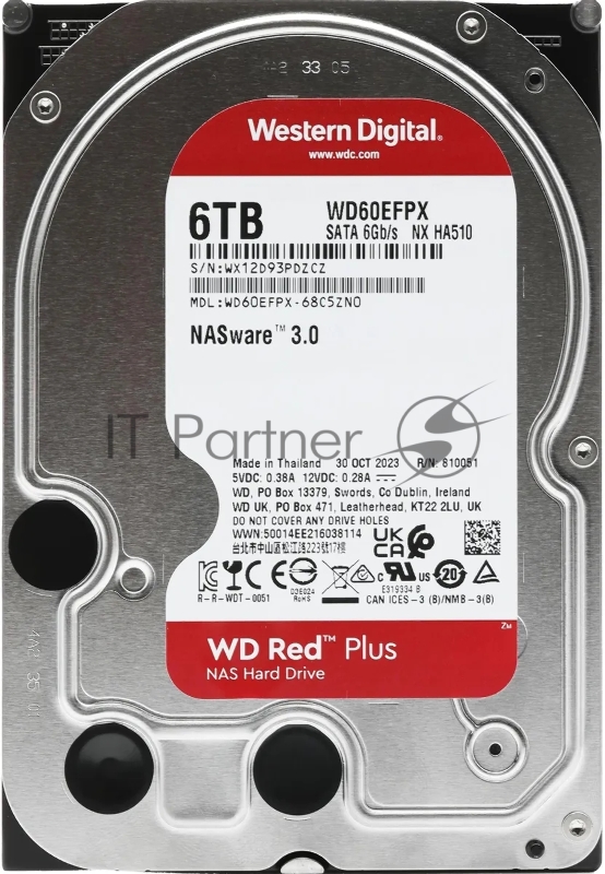 Жесткий диск HDD Western 6TB 5400RPM SATA-III 3.5" Digital Red Plus 128MB NAS Edition