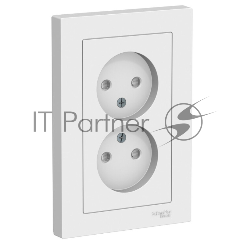 Розетка 2-м СП AtlasDesign 16А IP20 без заземл. защ. шторки в сборе белый SE ATN000122
