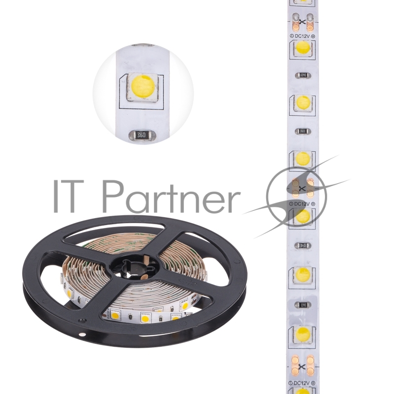 Лента светодиодная 3 м 12 В 5050 2700 К IP23 60 LED/м для БП с клеммами LAMPER