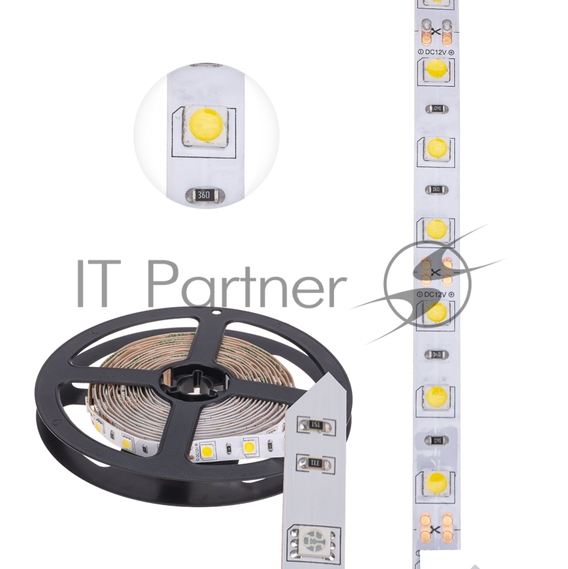 Лента светодиодная 3 м 12 В 5050 4000 К IP23 60 LED/м для БП с клеммами LAMPER