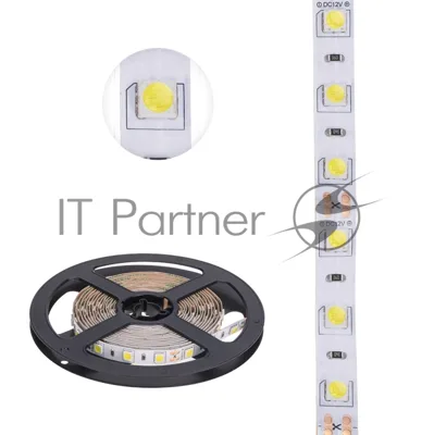 Лента светодиодная 3 м 12 В 5050 6500 К IP23 60 LED/м для БП с клеммами LAMPER