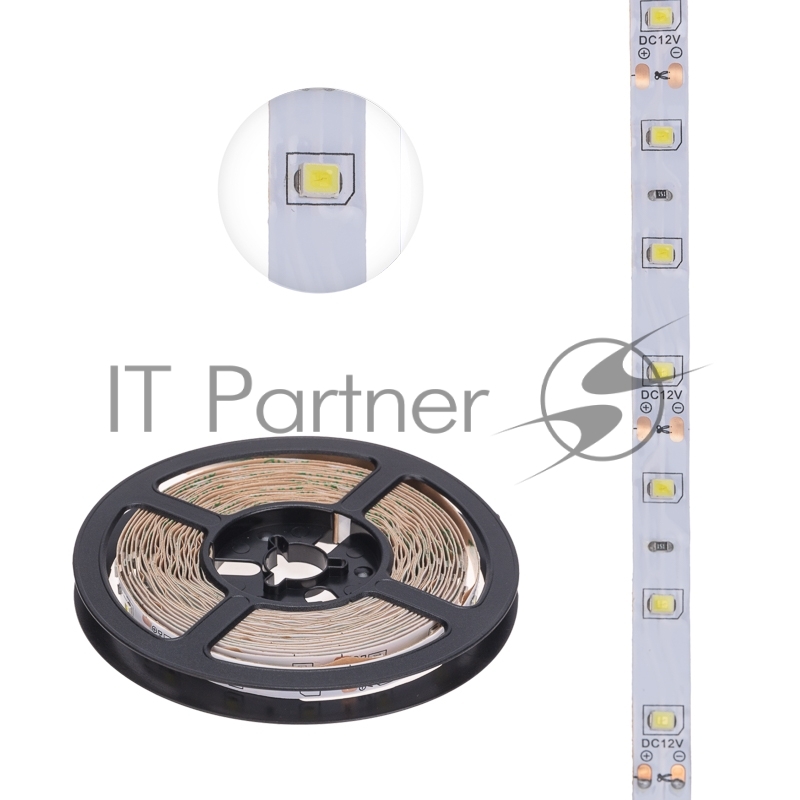 Лента светодиодная 5 м 12 В 2835 6500 К IP23 60 LED/м для БП с клеммами LAMPER