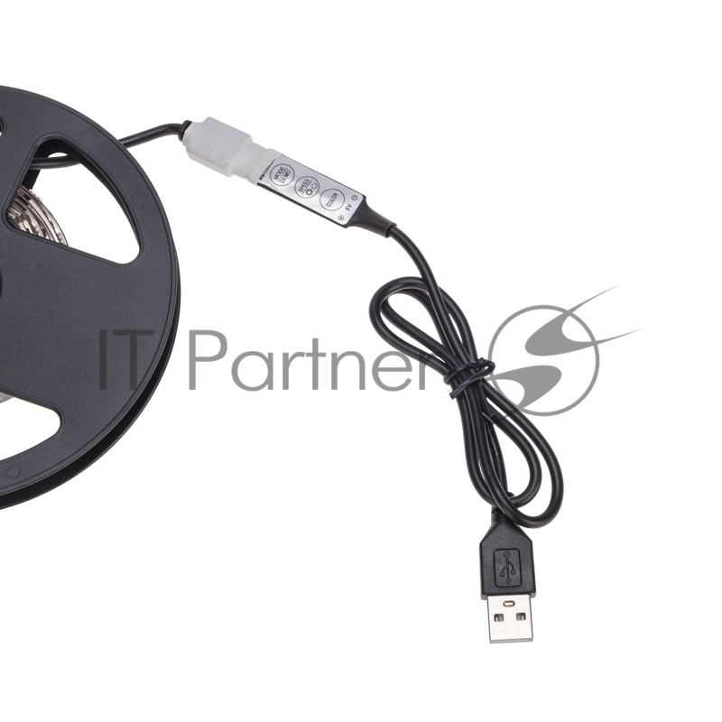 Лента светодиодная 5В, SMD5050, 7,2Вт/м, 30 LED/м, RGb, 10мм, 3м, с USB коннектором, черная, IP20 LAMPER