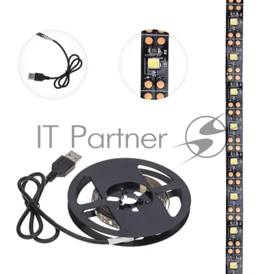 Лента светодиодная с USB-коннектором 5 В IP23 SMD 2835 60 LED/м 2 м белый (6500 K) LAMPER