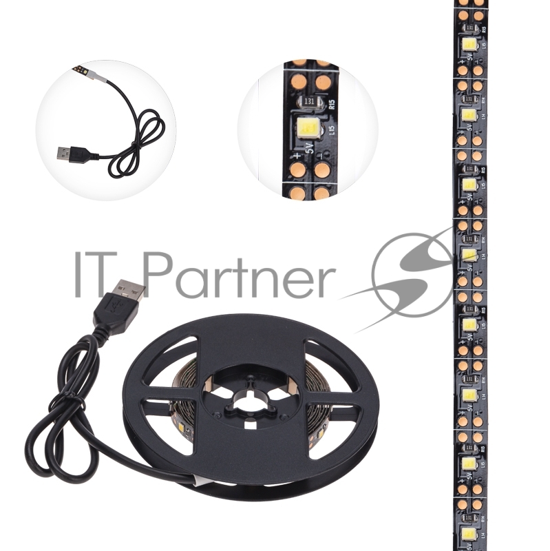 Лента светодиоднаяс USB-коннектором 5 В IP23 SMD 2835 60 LED/м 2 м теплый белый (2700 K) LAMPER