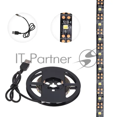 Лента светодиоднаяс USB-коннектором 5 В IP23 SMD 2835 60 LED/м 2 м теплый белый (2700 K) LAMPER