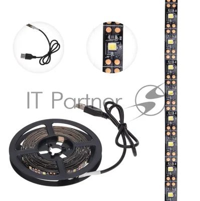 Лента светодиодная с USB-коннектором 5 В, IP23, SMD 2835, 60 LED/м 3 м белый (6500 K) LAMPER