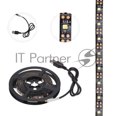 Лента светодиодная с USB-коннектором 5 В IP23 SMD 2835 60 LED/м 3 м теплый белый (2700 K) LAMPER