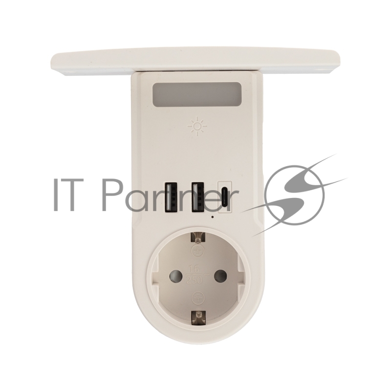Сетевое зарядное устройство USB Rexant (2хUSB-A + USB-С) + розетка 220-250В с подсветкой и подставкой для телефона