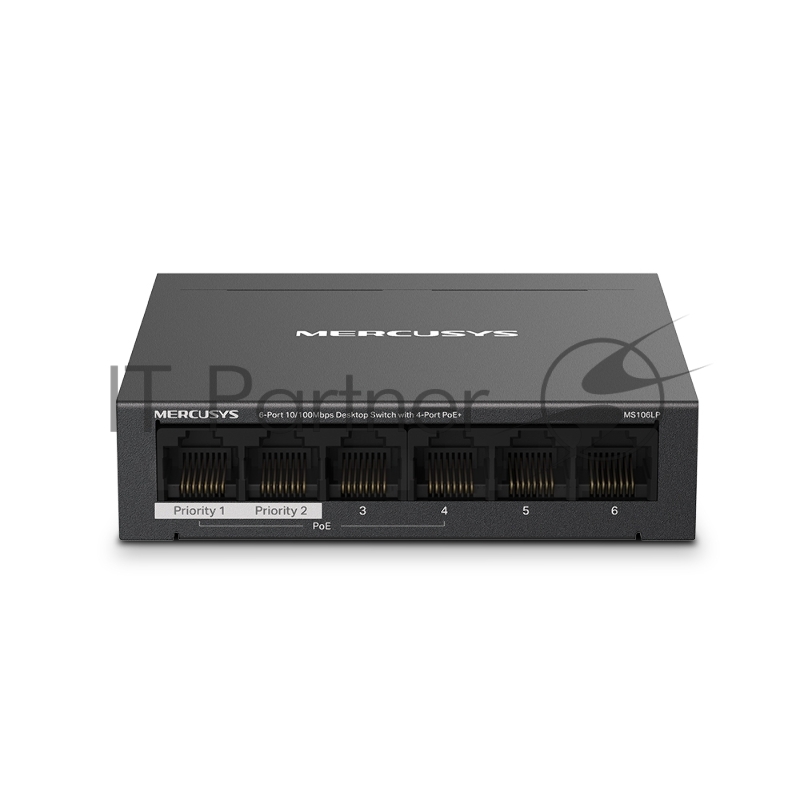Коммутатор Mercusys MS106LP, 4×100 Мбит/с PoE + 2×100 Мбит/с, неуправляемый