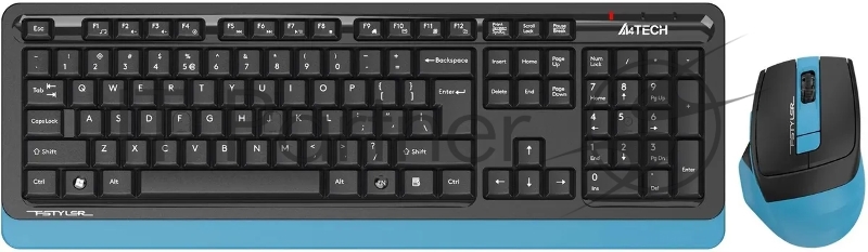 Комплект клавиатура+мышь A4Tech FStyler FG1035 беспроводной, USB, 2000 DPI, чёрный/синий