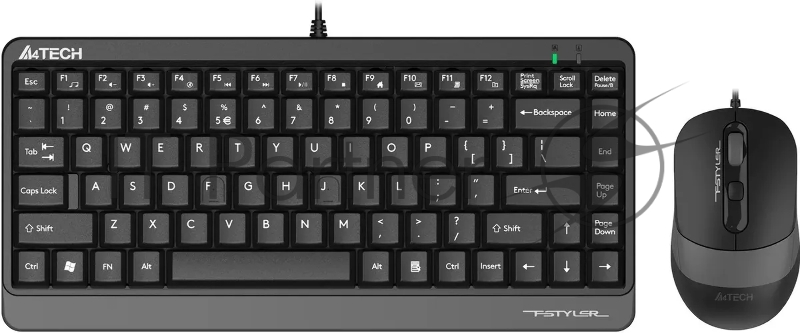 Комплект клавиатура+мышь A4Tech FStyler F1110 проводной, USB, 2000 DPI, чёрный/серый