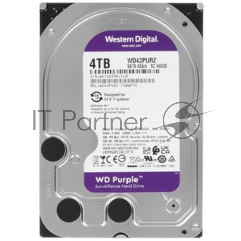 Жесткий диск HDD WD Purple 4Tb 5400rpm SATA 256Mb 3.5"