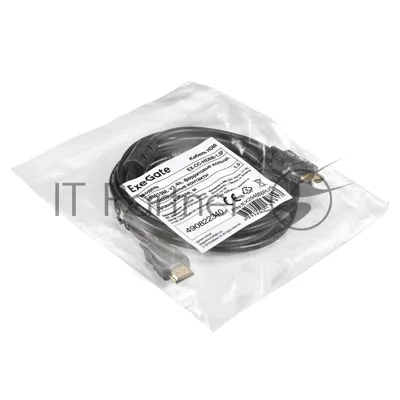 Кабель HDMI ExeGate EX-CC-HDMI-1.5F (19M/19M, 1,5м, v1.4b, ферритовые кольца, позолоченные контакты)