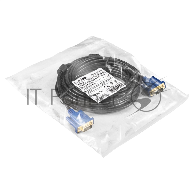 Кабель VGA Pro ExeGate EX-CC-PVGA-15M15M-7.5 (15M/15M, 7,5м, 2 фильтра, позолоченные контакты, экран)