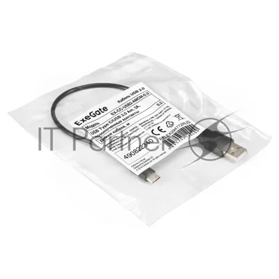 Кабель USB 2.0 ExeGate EX-CC-USB2-AMCM-0.3 (USB Type-C/USB 2.0 Am, 3A, 0,3м)