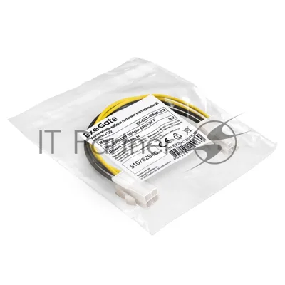 Удлинитель кабеля питания материнской платы +12V ExeGate EX-EXT-4M4F-0.2 (4pin EPS12V M/4pin EPS12V F, 0,2м)