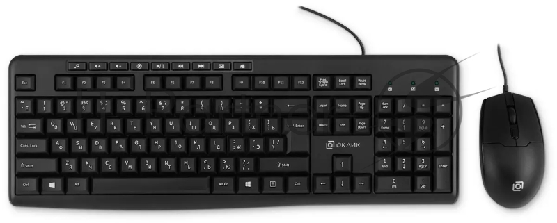 Комплект клавиатура+мышь Oklick S650 проводной, USB, 2000 DPI, чёрный