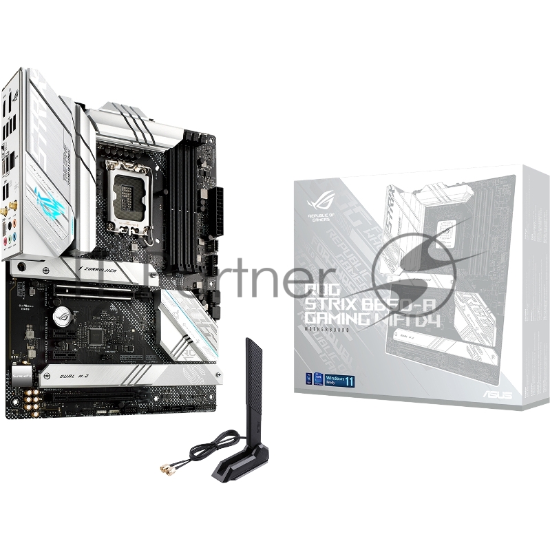 Материнская плата ASUS ROG STRIX B660-A GAMING WIFI D4, LGA 1700, Intel B660, 4xDDR4, 4xSATA, 3xM.2, 1xPCIe 5.0 x16, 1xPCIe 3.0 x4, 2xPCIe x1, 1xHDMI, 1xDP, 1x 2.5Gb LAN, 4xUSB 2.0, 2xUSB 3.2 Gen 1, 1xUSB-A 3.2 Gen 2, 1xUSB-C 3.2 Gen 1, 1xUSB-C 3.2 Gen 2x2, 5x3.5 мм, 7.1, ATX