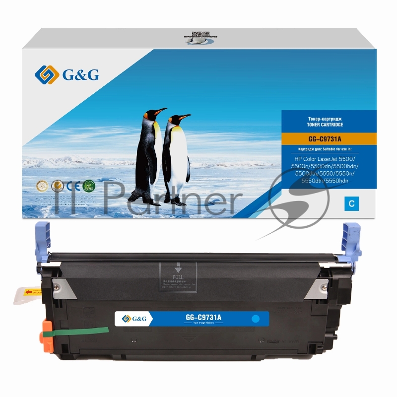 Картридж лазерный G&G GG-C9731A голубой (12 000 стр.) для HP CLJ 5500/5500n/5500dn/5500hdn/5500dtn/5550/5550n/5550dtn/5550hdn