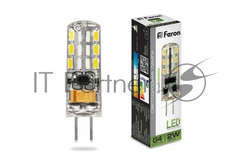 Лампа светодиодная Feron LED 2вт 12в G4 белый капсульная