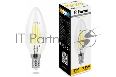 Лампа светодиодная Feron LB-713 11Вт Е14 теплый свеча FILAMENT