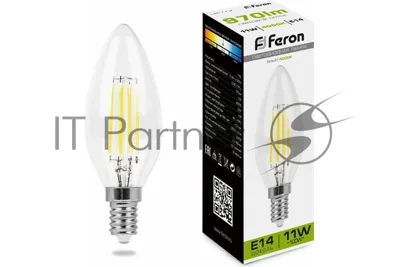 Лампа светодиодная Feron LB-713 11Вт Е14 белый свеча FILAMENT
