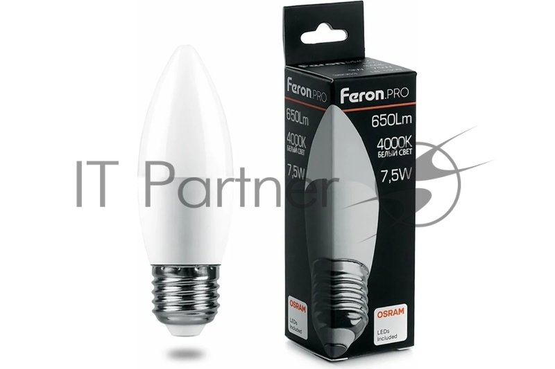 Лампа светодиодная Feron PRO LB-1307 7.5Вт Е27 белый матовая свеча