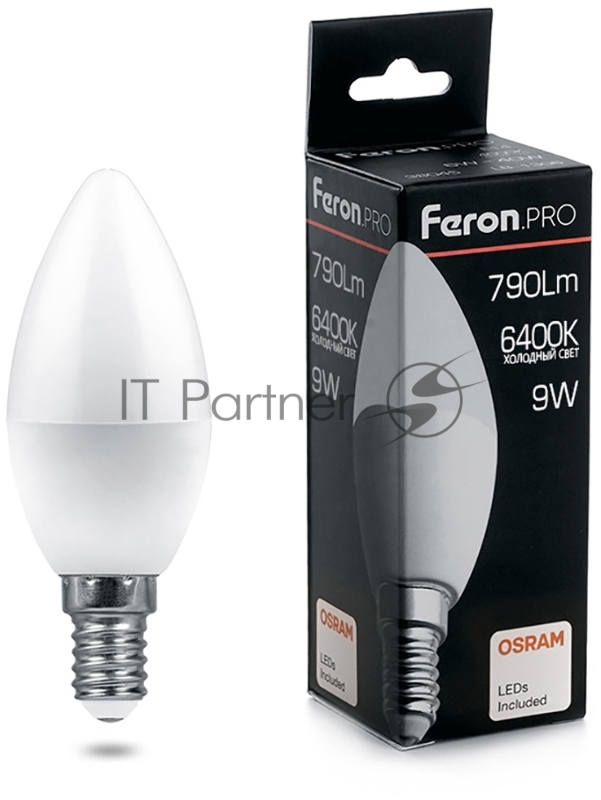 Лампа светодиодная Feron PRO LB-1309 9Вт Е14 дневной матовая свеча