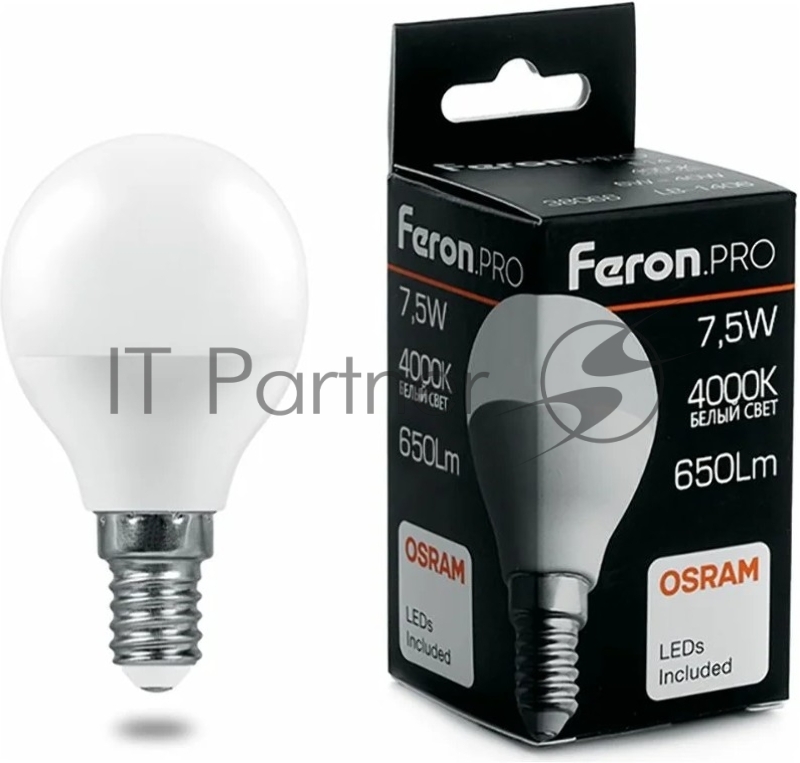 Лампа светодиодная Feron PRO LB-1407 (38072) 7.5Вт Е14 белый матовый шар